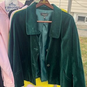 Talbots Hunter green velvet jacket